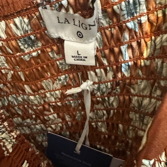 La Ligne Brown and White Floral Long Sleeve Dress - Picture 5 of 6